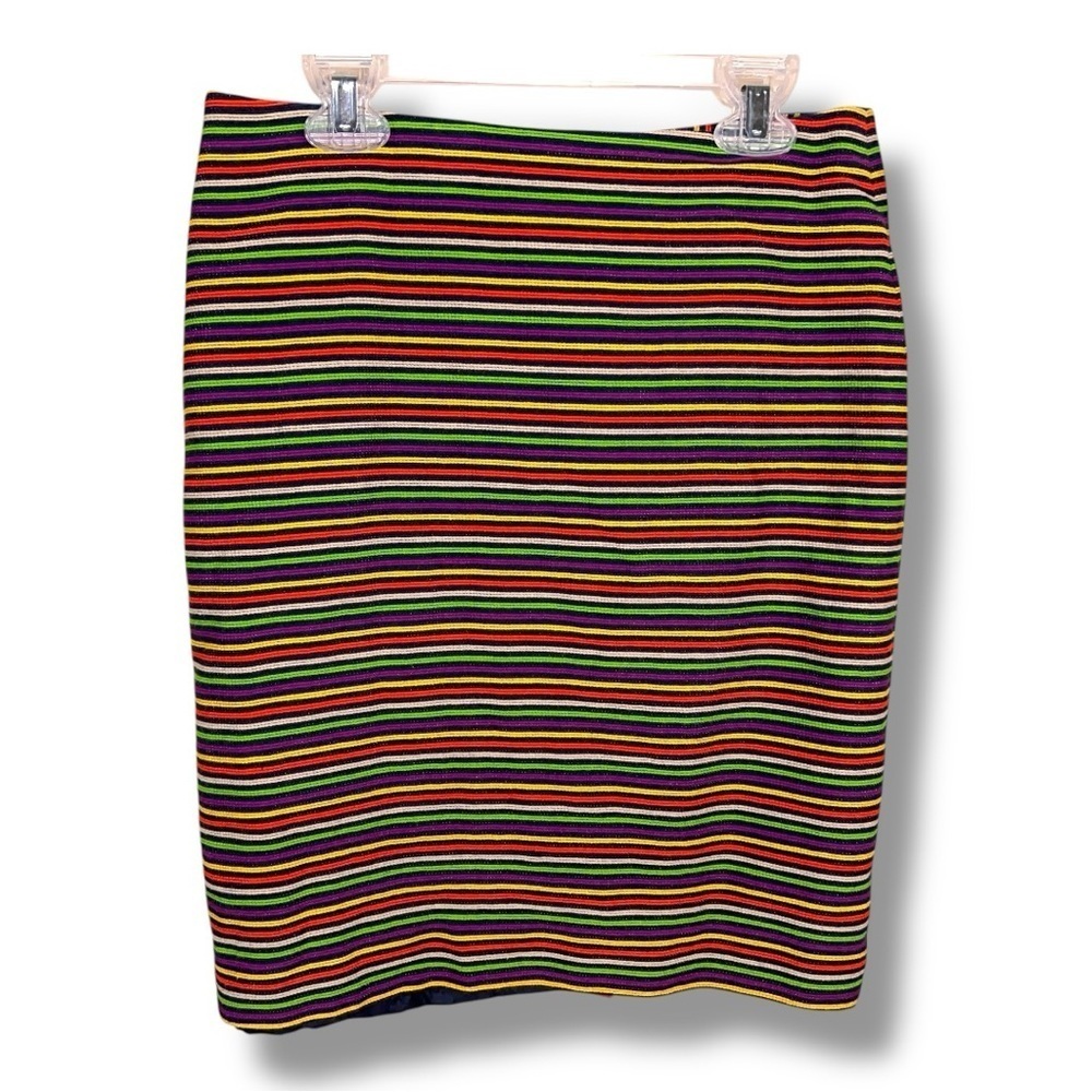 Size 2 Talbots Colorful Rainbow Stripes Pencil Skirt Lined Zip Closure